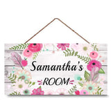 Personalized Floral Name Signs for Girls Room Bedroom Door Hanging Wooden Signs Custom Baby Name with Flowers Door Hanger Baby Nursery Room Customized Kid Room Decor XIUXZMM