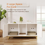 Cat Litter Box Enclosure for 2 Cats, 47.6’’ Litter Box Furniture Hidden with Scratch Pad, Double Room Large Cat Cabinet, Indoor Pet House TV Stand Side Table,Cats Washroom, White Halitaa
