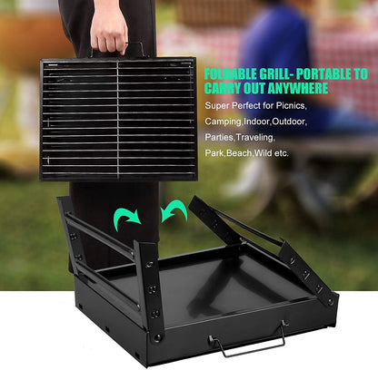 Folding Portable Barbecue Charcoal Grill, Barbecue Desk Tabletop Outdoor Stainless Steel Smoker BBQ for Outdoor Cooking Camping Picnics Beach (M1)