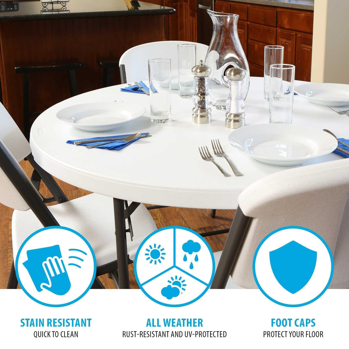 Lifetime Light Commercial Fold-in-Half Round Table, 4-Foot Lifetime