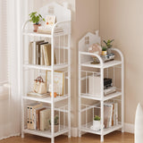 CICUFY Kids Book Shelf, 4-Tier Small Bookcase White Metal Bookshelf Modern Narrow Ladder Shelf Standing Display Shelves Storage Shelving Unit for Bedroom,Office,Living Room,Bathroom CICUFY