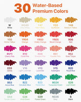 JusArt 30 Colors Acrylic Paint Markers Brush Tip, Water Based Paint Pens with Automatic Ink-Control, Waterproof 1-8mm Flexible Tip Acrylic Markers for Rock Painting, Wood, Fabric, Egg, Art Supplies JusArt