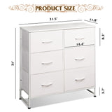 WLIVE White Dresser for Bedroom, 6 Drawer Double Dresser, Fabric Storage Tower with Fabric Bins, Chest of Drawers for Closet, Living Room, Hallway WLIVE