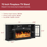 oneinmil 36 Inch 3-Sided Glass Fireplace TV Stand for TVs up to 80", Rustic Media Entertainment Center Console Table with Glass Door Closed Storage, Set of TV Table, Black oneinmil