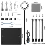 Magnetic Helping Hands Soldering Station with 4 Flexible Helping Hands, 5X Magnifying Glass and Adjustable Light with 4 Magnetic PCB Holder on Large Non-Slip Base for Electronic Repair OBDMONSTER