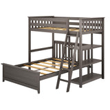 Max & Lily L Shape Twin over Full Bunk Bed with Bookcase, Clay Max & Lily