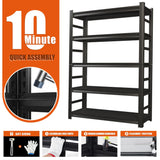 Heavy Duty 5-Tier Garage Shelf Steel Unit 3000lb Capacity | Garage & Basement Storage | Industrial Metal Shelving for Warehouse Workshop | Adjustable Rust-Resistant (72"H x 36"W x 16"D, Black) Hymnxemo