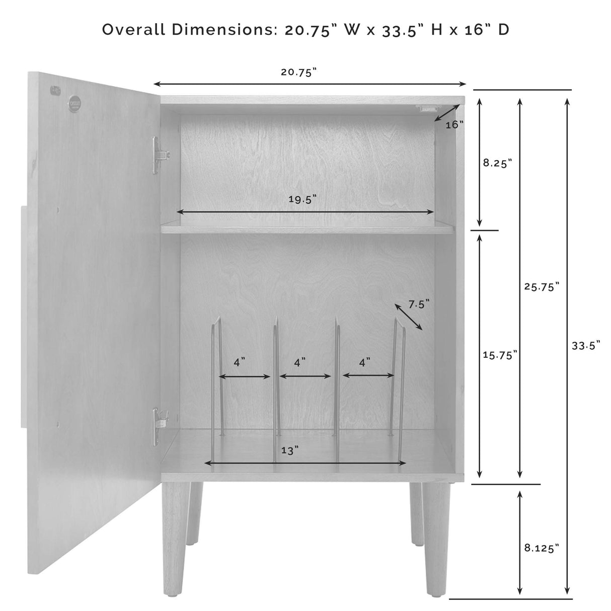 Crosley Furniture Everett Record Player Stand with Storage for Vinyl Records, Matte Black Crosley Furniture