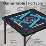 Queensell Folding Game Table with Double Sided Mat, Foldable Board Game Table for Mahjong, Domino, Poker, Puzzle, Card - 35 x 35 x 27 Inches with Storage Bag Queensell