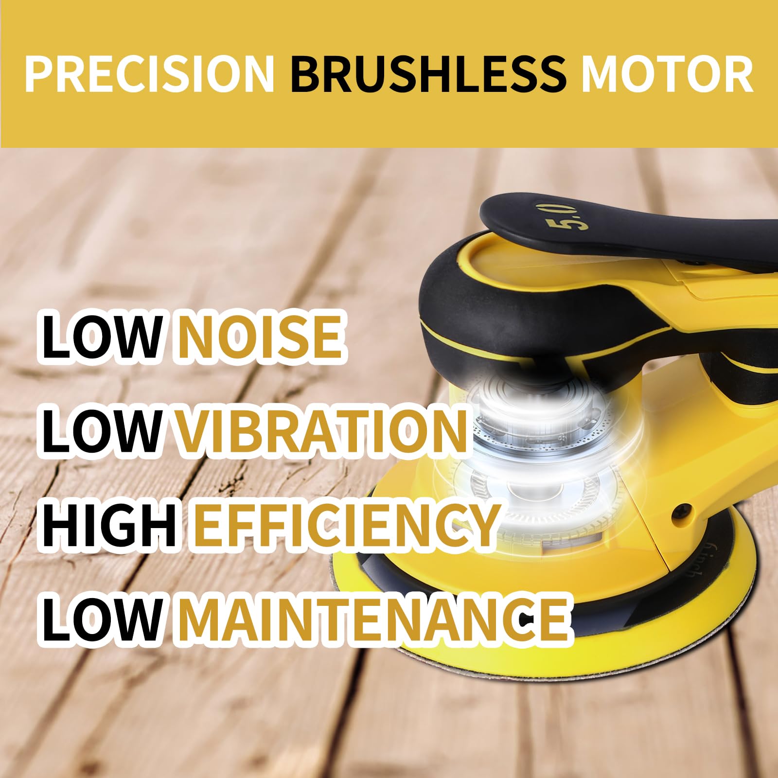 Hueborly Electric Random Orbital Sander Brushless Motor Powerful 350W Polisher Sander 6-Inch 10000 RPM Variable Speed Tool for Sanding Walls and Wood, Rust Removal, Car Polishing Ect - WoodArtSupply