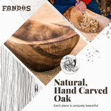 FANDOS Wooden Dough Bowl for Decor -17¾ in Long Dough Bowl Hand Carved Paulownia - Wood Bread Bowl for Decor - Rustic Decorative Long Wooden Bowl for Table Centerpiece FANDOS