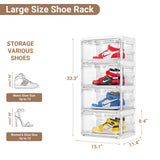 BROVIEW Led Shoe Boxes, Shoe Display Case with Lights, Large Clear Plastic Foldable Shoe Storage Box, Voice Activated Led Shoe Organizer Sneaker Case, Collection Crate, 1 Row 4 Tier White BROVIEW