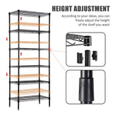 NChanmar 6-Tier Wire Shelving Unit Storage Shelves Metal Shelves 60"x23"x13" Heavy Duty Metal Storage Rack Wire Rack NSF Height Adjustable for Home Kitchen Bathroom Garage Shelving(Black) NChanmar
