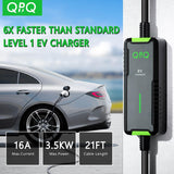 QPQ Level 1-2 EV Charger, 16 Amp 110-240V Portable Electric Car Charger, Electric Vehicle Charging Stations with NEMA 6-20 Plug & NEMA 5-15 Adapter for J1772, Level 2 EV Charger with 21 FT Cable QPQ