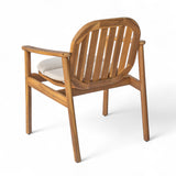 Christopher Knight Home Meja Acacia Wood Outdoor Dining Set for 6, Wooden 7 Piece Patio Dining Table Set, Wooden Outdoor Dining Armchair and Table Set with Cushion, Patio Furniture Set, Teak+Beige Christopher Knight Home