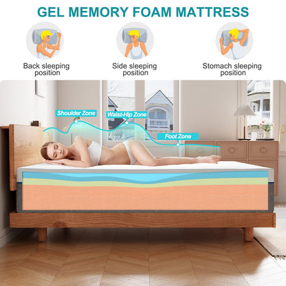 Twin Mattress 8 Inch Twin Gel Memory Foam Mattress,Twin Size Mattress in a Box, Medium Firm, Mattresses Twin Size 75"*39"*8"