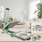 CoolSub Heat Press 15x15 Slide Out Heat Press Machine, Industrial Digital Heat Transfer Machine Sublimation for T-Shirt Green CoolSub