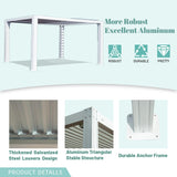 Domi Louvered Pergola 12'x20' Sun Shade Outdoor Aluminum Rainproof Pergola with Adjustable Roof for Backyard Garden Deck (White) domi outdoor living