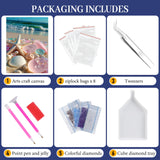 Beach Diamond Art Kits for Adults, Sea Stone Diamond Painting Kits for Adults Beginners, DIY 5D Beach Landscape Diamond Painting with Round Gem Art Kits for Gift Home Wall Decor 12x16 Inch Fountor