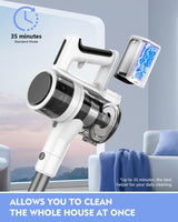 Ljuren Vacuum Cleaners for Home, 80,000PRM Powerful Motor Cordless Vacuum with Removable 2200mAH Battery up to 35 Mins Worktime, 2 Adjustable Modes and Detachable Parts Stick Vacuum (White Zinc Gray) Ljuren