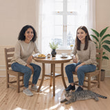 3 PCS Outdoor Patio Bistro Set, HDPE Round Dining Table with 1.77" Umbrella Hole and 2 Chairs, All-Weather Patio Coffee Table and Chairs Set for Balcony, Garden, Porch, Backyard, Commercial, Dark Oak Yatelonllvn