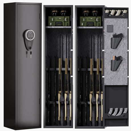 VRTCP 3-5 Gun Safe, Biometric Gun Safes for Home Rifle and Pistols, Quick Access Safes for Shotguns, Long Gun Safe with Adjustable Shelf and Gun Rack,Gun Cabinet with Mute Function and Alarm Mode VRTCP