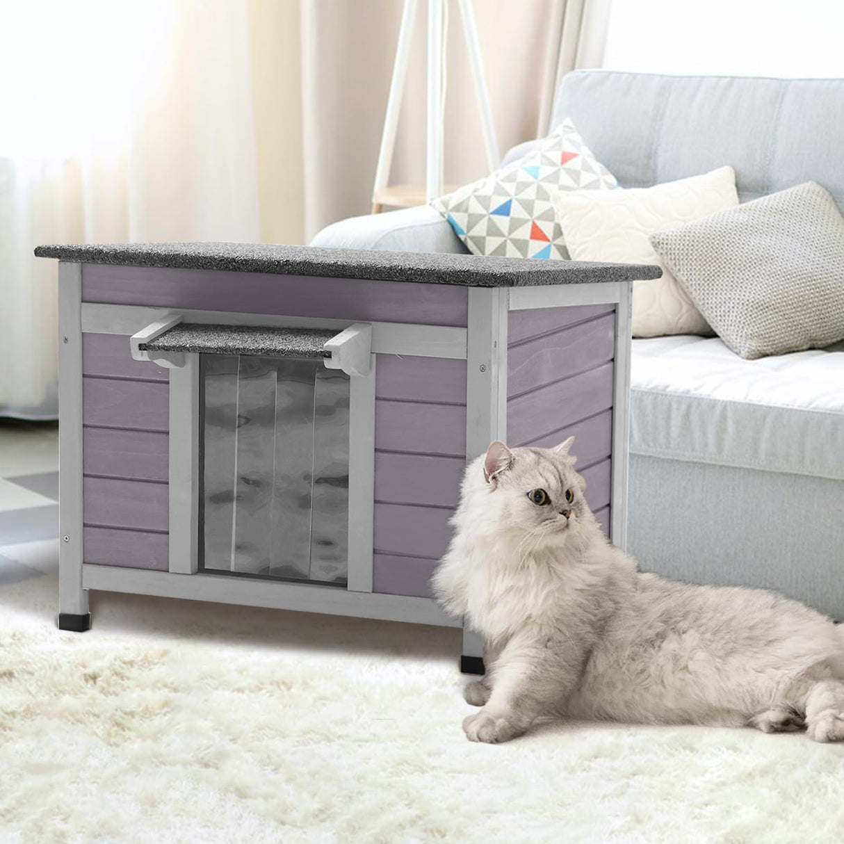 Outdoor Cat House Feral Cat Enclosure, Small Pet House Bunny Cage Outside, Rainproof Cat House GUTINNEEN