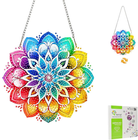 Masendp Mandala Hanging Diamond Art Kits for Adults, Special Shaped Colored Diamond Painting Pendant Ornaments Kit DIY Crystal Rhinestone Gem for Home Decoration and Gifts Masendp