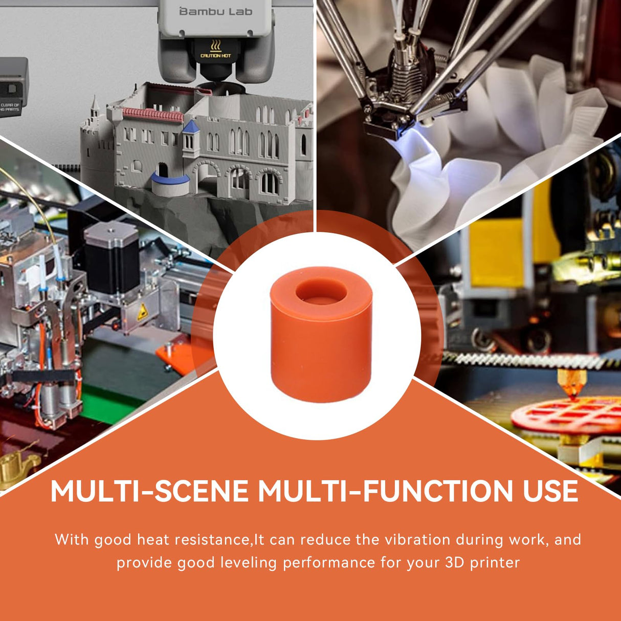 Agatige 12PCS 3D Printer Heat Bed Leveling Parts, 16mm 3D Printer Leveling Column Silicone Buffer 3D Printer Heat Bed Leveling Parts Leveling Spring Replacement Part for 3D printer Ender 3 / CR6-SE Agatige