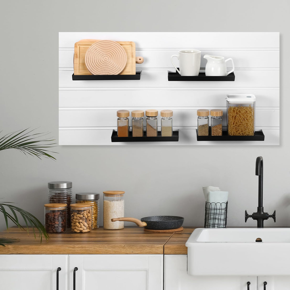 Blulu 4 Pack 10 x 4.3 Inch Slatwall Shelves, Retail Display Shelves Panel Metal Boutique Display Slat Wall Shelf Accessories for Home Shoe Stores Boutiques Storage Shelf Organization(Black) Blulu