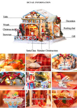 DIY Dollhouse Miniature Kit with Furniture, DIY Christmas Wooden Tiny House Building Set for Adults and Teens, Creative Room Decor Gift for Family and Friends (Christmas) BNOIN