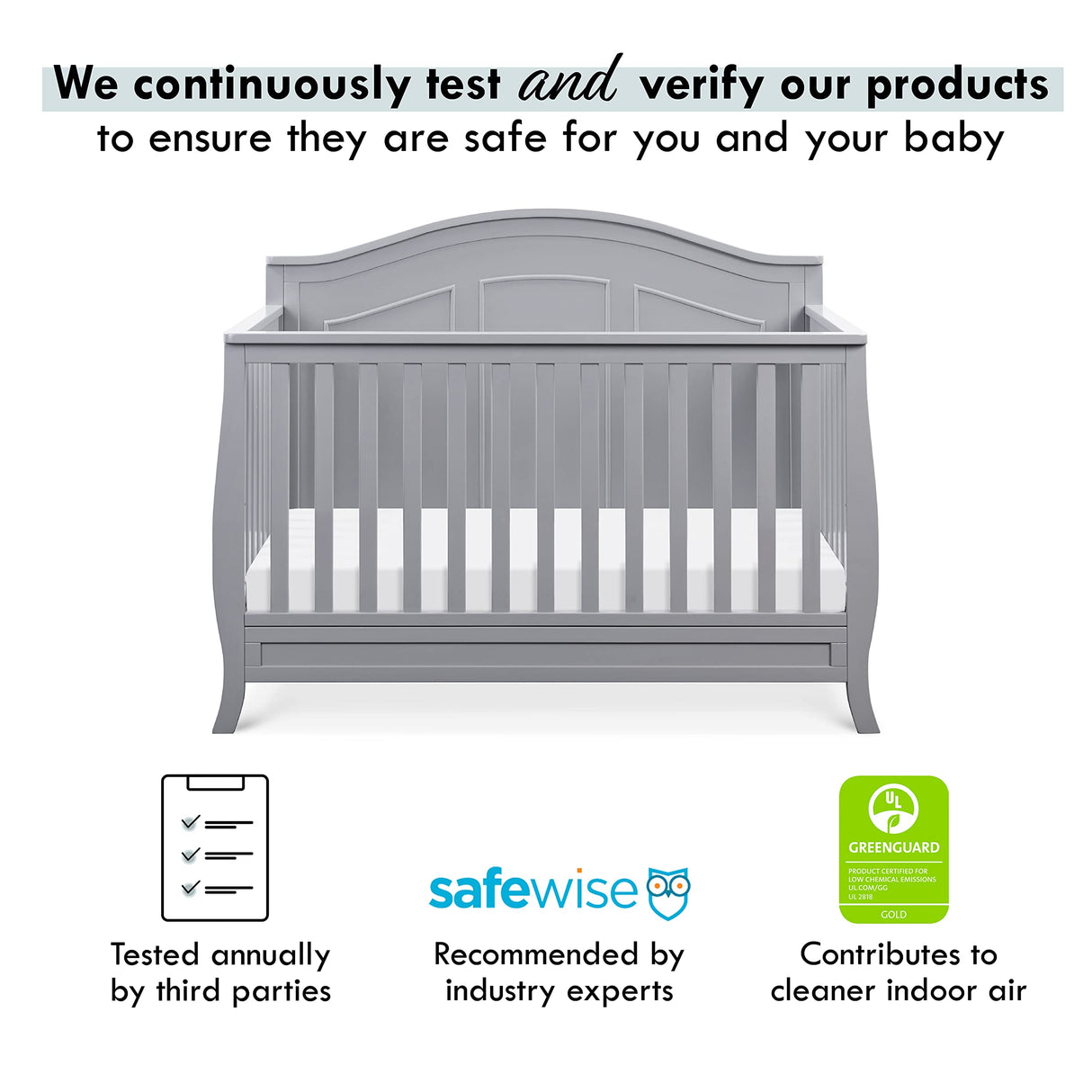 DaVinci Emmett 4-in-1 Convertible Crib in Grey, Greenguard Gold Certified DaVinci