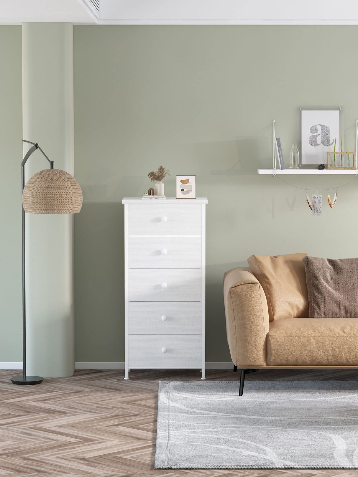 BOLUO Tall White Dresser Narrow Dresser Chest of Drawers Lingerie Chest Skinny Dressers for Closet,Bedroom Modern BOLUO