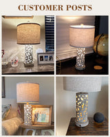 OYEARS 3-Way Dimmable 22'' USB A+C Touch Control Table Lamp Set of 2 with Nightlight for Living Room Bedroom Farmhouse Bedside Nightstand Lamps (Bulb Included) OYEARS