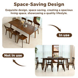 DELAVIN 62.9" Solid Wood Dining Room Table Set for 6 People, Mid Century Kitchen Table with 6 Oak Wood Chairs for Home, Apartment, Modern Dining Table and Chairs Set for Whole Family, Walnut DELAVIN
