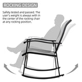 Vongrasig 3 Piece Outdoor Rocking Bistro Set, Textilene Fabric Small Patio Furniture Set, Front Porch Rocker Chairs Conversation Set with Glass Table for Lawn, Garden, Balcony, Poolside (Light Gray) Vongrasig