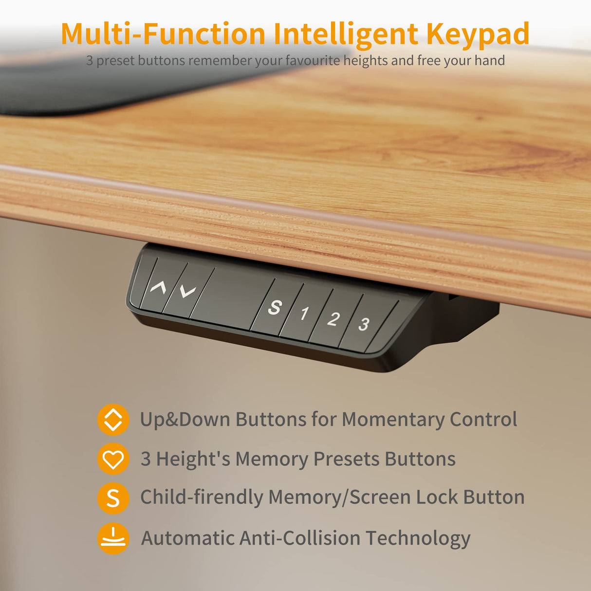 CubiCubi Standing Desk with Drawer, 48" x 24" Electric Height Adjustable Sit Stand Desk, Ergonomic Home Office Computer Workstation, Gray Frame Light Rustic Brown Top CubiCubi