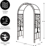 Evergreen Plow & Hearth Tree of Life Garden Arbor - 7 Feet Tall | Slim Metal Arch with Iron Trellis for Climbing Plants | Elegant Wedding Arbor | Outdoor Patio & Garden Decor Evergreen