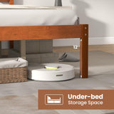 Giantex Wood Queen Platform Bed with Headboard, Mid Century Solid Wood Bed Frame with Wood Slat Support, Wooden Mattress Foundation with 12" Under Giantex