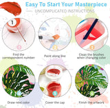 ajepon Framed Paint by Numbers Kit for Adults 4 Pack-Plants Easy Paint by Numbers Kit for Adults Beginner, DIY Simple Paint by Number with Framed Canvas (8x12inch) ajepon