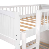 P PURLOVE L-Shaped Triple Bunk Bed for 3,Twin Over Twin &Twin Wood Triple Bed with 2 Drawers and 2 Ladders for Kids, Teens,Adults,White P PURLOVE