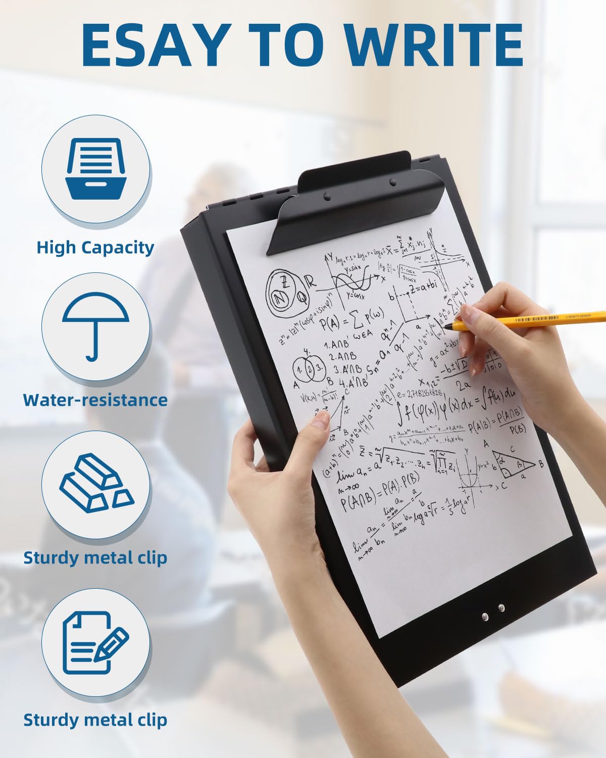 Metal Clipboard with Storage, Letter Size Heavy Duty Aluminum Clipboards, Dual Storage Binder Form Holder with High Capacity Clip for Teacher, Nurse, Police, School & Office Supplies - Frosted Black Sunnyclip