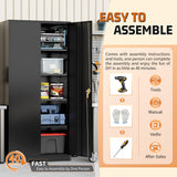 Greenvelly Metal Storage Cabinet with Lock, 72" H Black Metal Garage Storage Cabinet with Doors and 4 Shelves, Lockable Steel Tool Cabinets for Garage, Home, Office, Shop, School(36" W x 18" D) Greenvelly