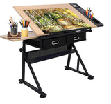 Suuiwau Height Adjustable Drafting Table,Art Desk Drawing Table with 0-80° Tilting Tabletop,Artist Table Diamond Painting Table Craft Work Station with Storage Drawers for Kids Adults Suuiwau