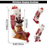 19-Inch Large Velvet Christmas Stockings Pack of 3, Santa, Snowman & Reindeer Fireplace Hanging Stockings, Plush Velvet Christmas Stockings, Plush Christmas Stocking with 3D Figurines & Snowflake masteymoh