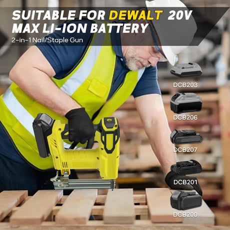 Cordless 18 Gauge Nailer Gun for DeWalt 20V Max Battery, 18 GA 2 in 1 Brad Nailer/Staple Gun with Pack of Nails and Staples Nail Gun for Home Improvement & Woodworking(No Battery) RexLeLXB