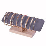 Wooden Watches Display tower Base Watch Necklace Bracelet Organizer Rack Bangle Scrunchie Headband Showcase tower (Dark Grey Suede, Flat single-layer) RQQM