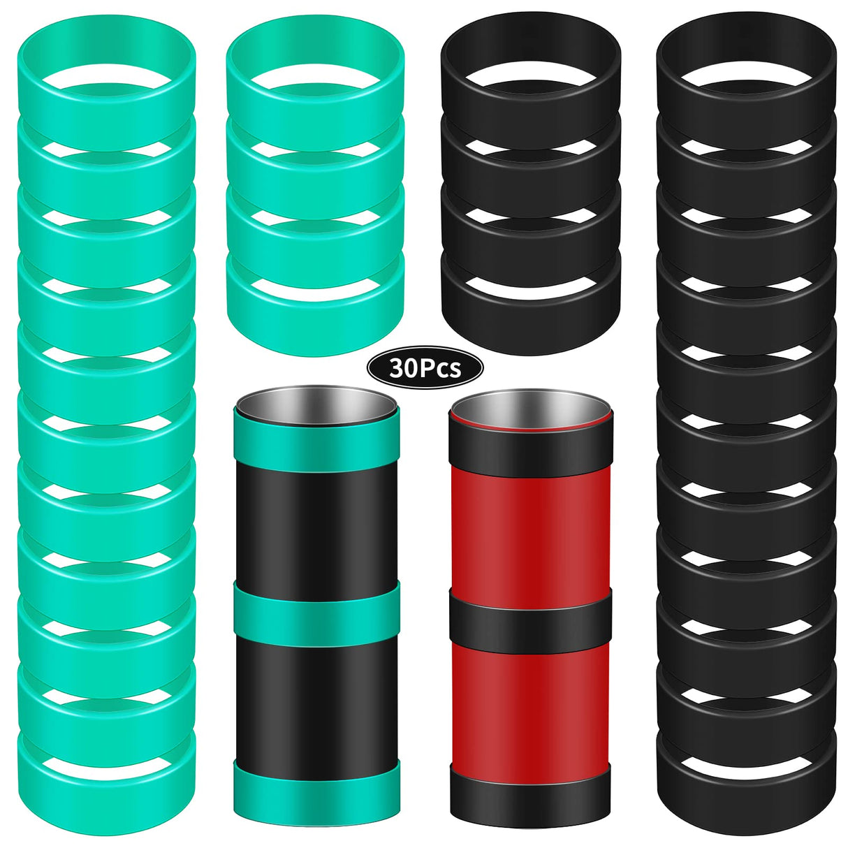 Silicone Bands for Sublimation Tumbler, 30Pcs Elastic Sublimation Paper Holder Sublimation Silicone Rubber Bands Prevent Ghosting Sublimation Tight-Fitting Heat-Resistant for Sublimation Accessories AMDAILY