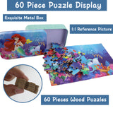Princess Puzzles for Kids Ages 4-8 60 Pieces - Jigsaw Puzzle for Girls and Boys in Metal Box - Educational Toys for Ages 3-5 (Princess 0677) doovide