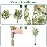 Fogein Artificial Eucalyptus Tree,6Ft Tall Fake Potted Tree Silk Faux Eucalyptus Tree with Plastic Nursery Pot, Artificial Plants for Home Office Indoor Decor Fogein
